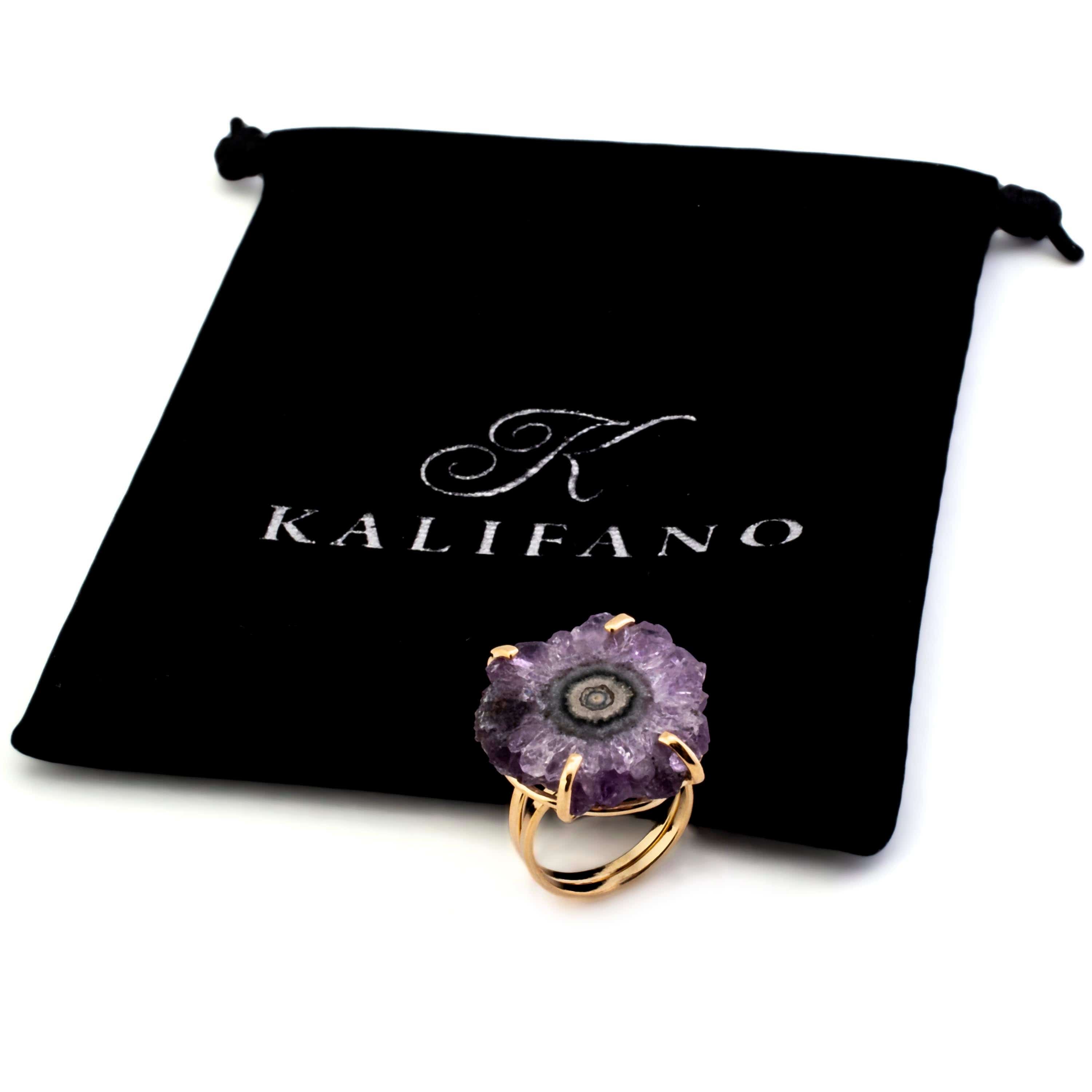 Kalifano Crystal Jewelry Amethyst Stalachtite Ring CJR-516-AS