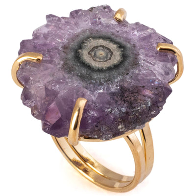 Kalifano Crystal Jewelry Amethyst Stalachtite Ring CJR-516-AS