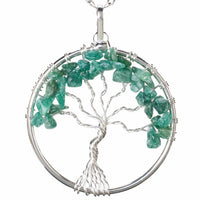 Aventurine Chakra Gemstone Tree of Life Necklace & Stainless Steel Chain Main Image