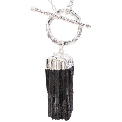 Kalifano Crystal Jewelry Black Tourmaline Necklace with Toggle Clasp CJN-2021-BT