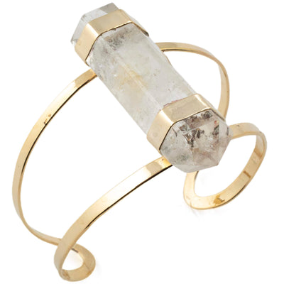 Kalifano Crystal Jewelry Double Terminated Clear Quartz Cuff Bracelet CJB-1017-QZ