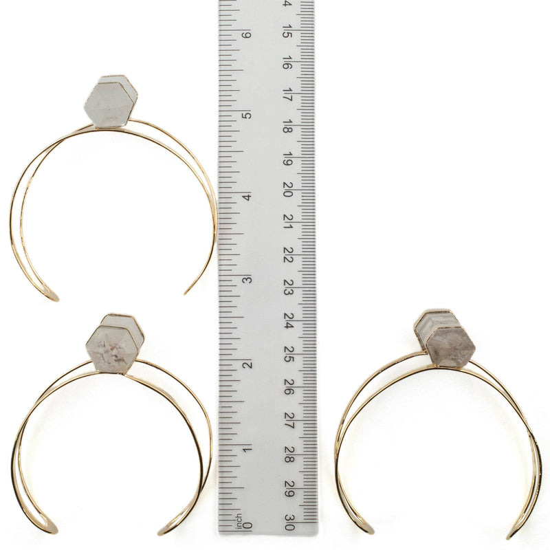 Kalifano Crystal Jewelry Double Terminated Clear Quartz Cuff Bracelet CJB-1017-QZ