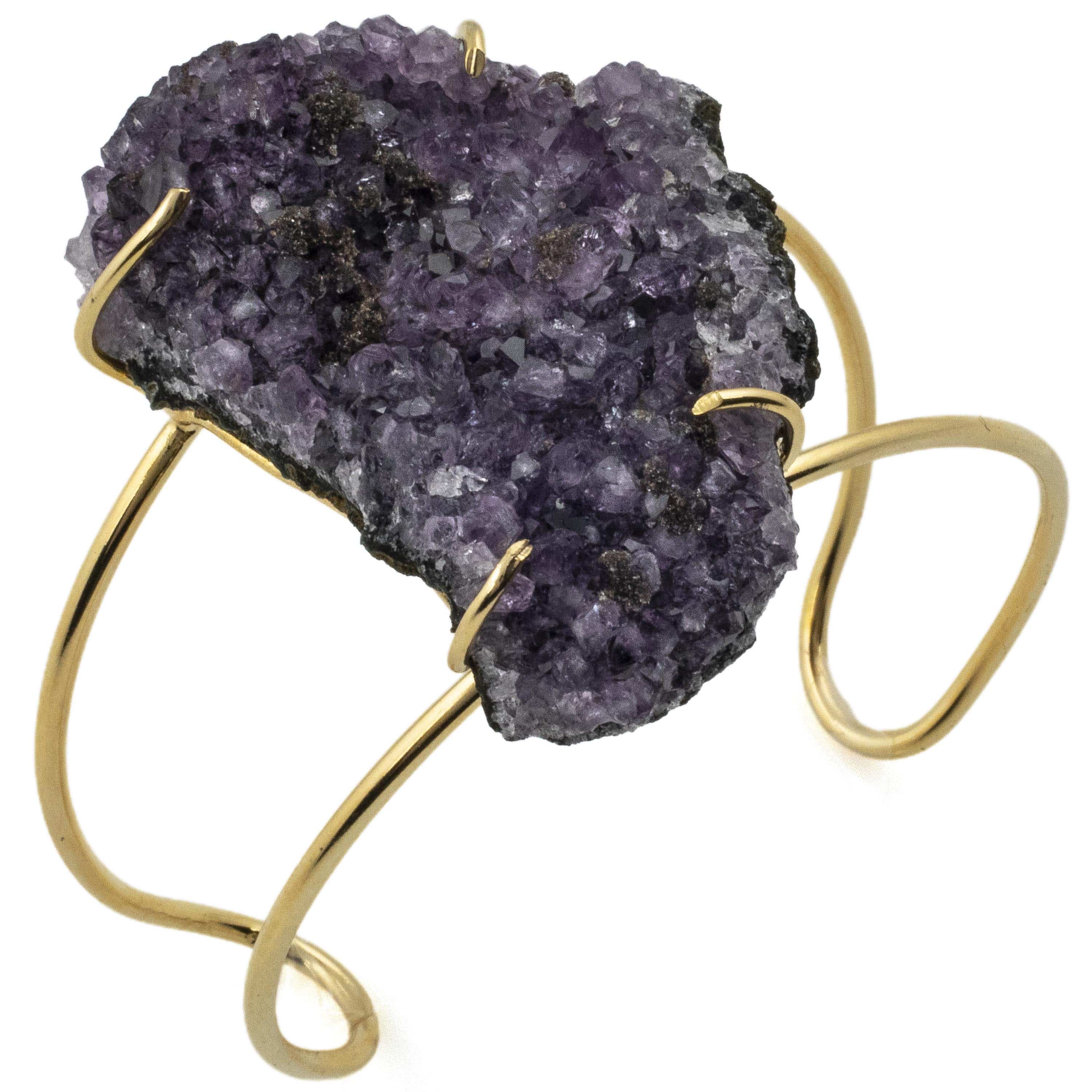 Kalifano Crystal Jewelry Druzy Amethyst Cuff Bracelet CJB-1015-DYAM