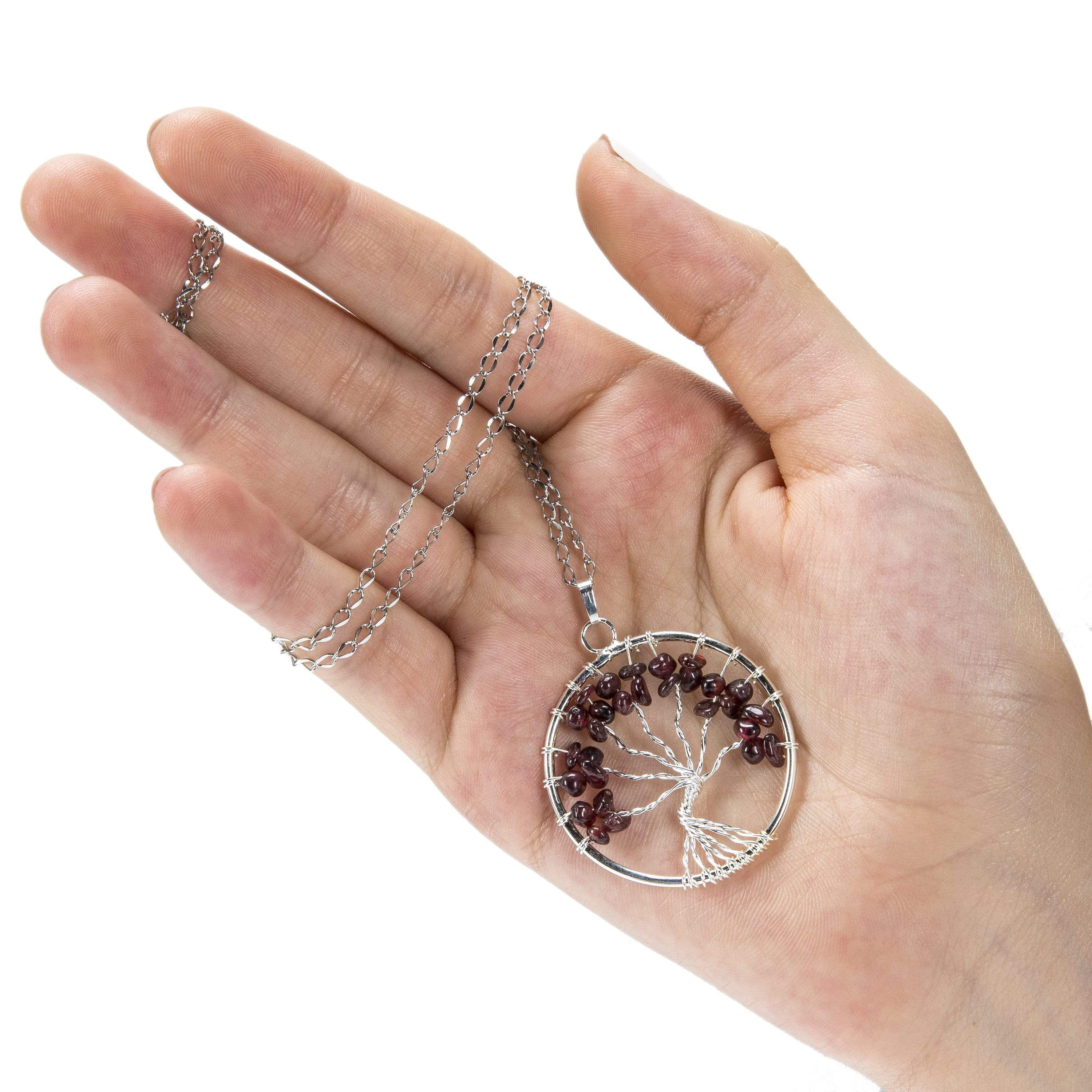 JSDDE Collana Albero Della Vita In Cristallo Naturale – Ciondolo Quarzo Avvolto In Argento, Gioiello Per Donna, Regalo Spiritualità