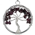 Garnet Chakra Gemstone Tree of Life Necklace & Stainless Steel Chain by