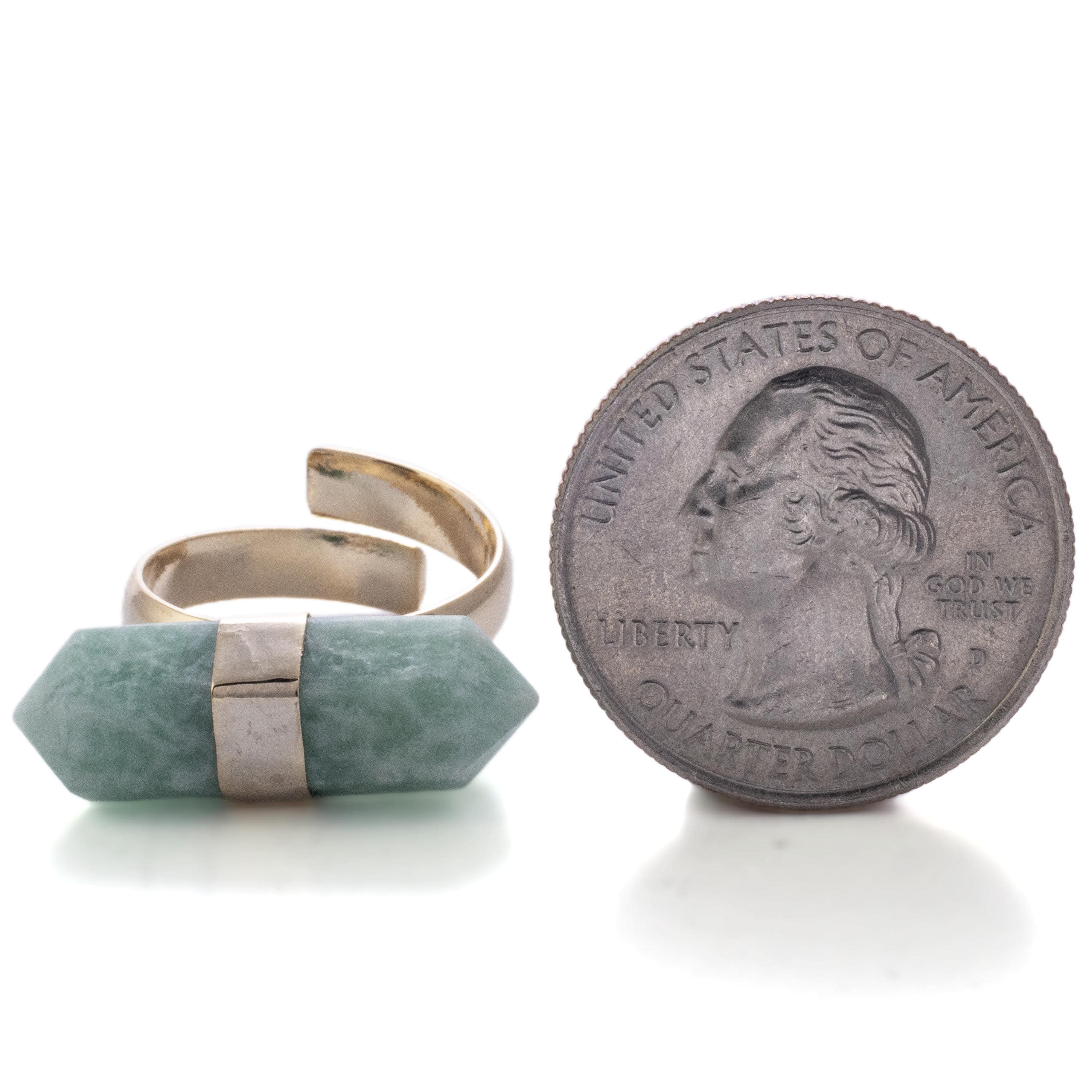 Kalifano Crystal Jewelry Gold Plated Amazonite Adjustable Ring CJR-MJG-AZ
