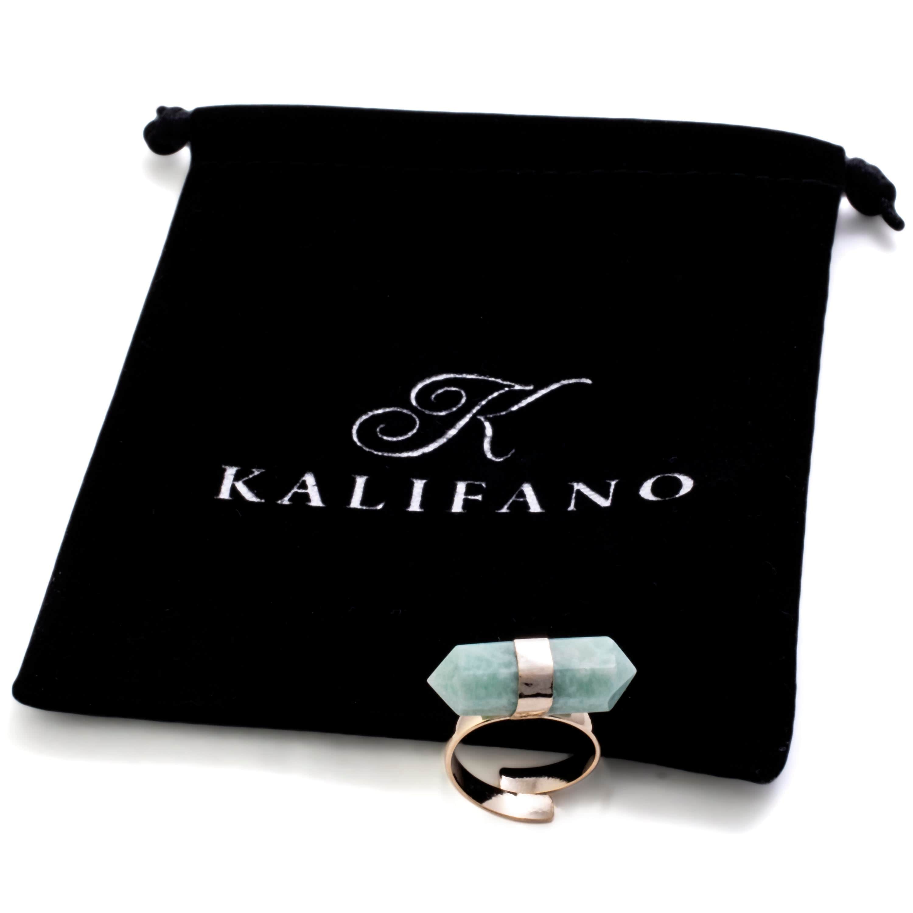 Kalifano Crystal Jewelry Gold Plated Amazonite Adjustable Ring CJR-MJG-AZ