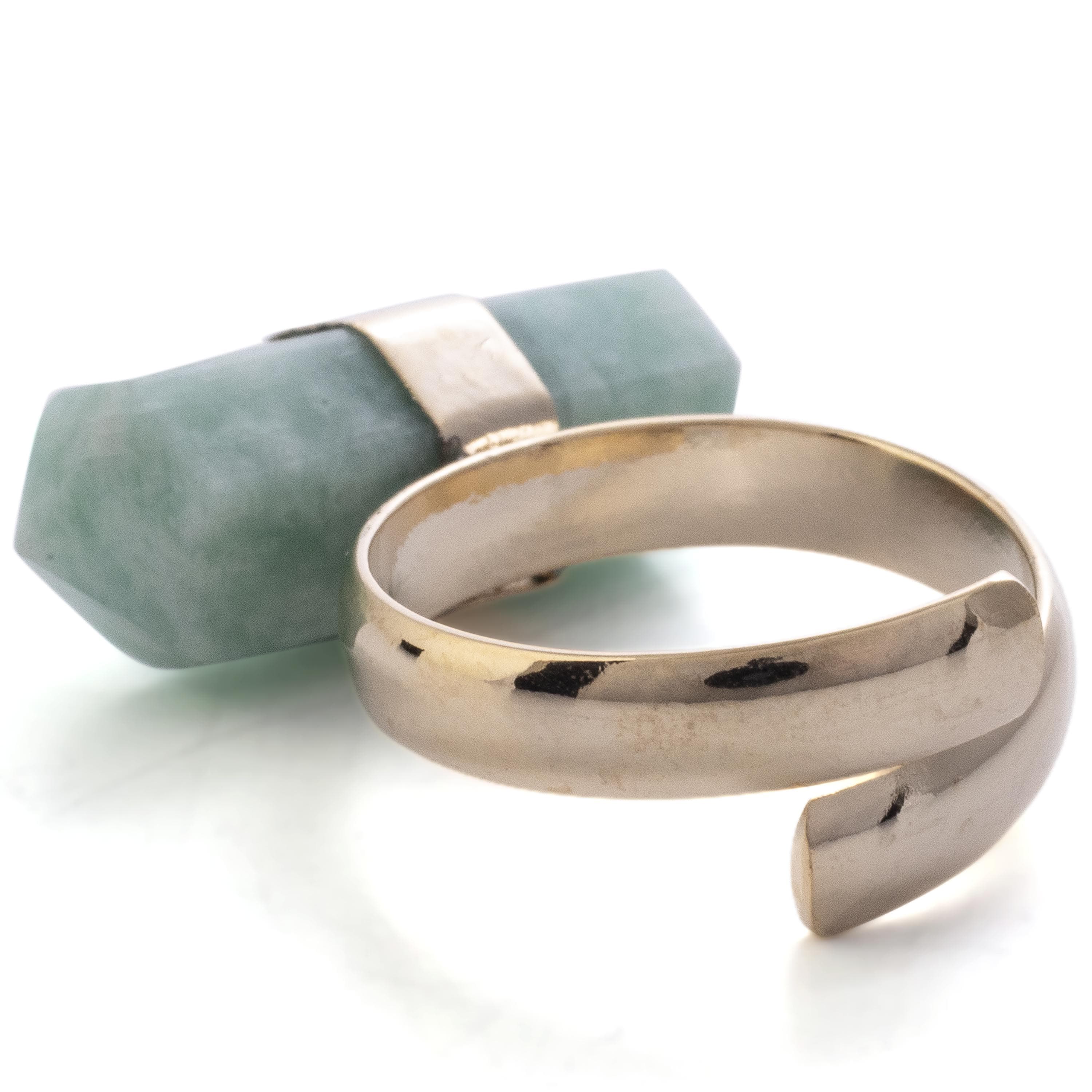 Kalifano Crystal Jewelry Gold Plated Amazonite Adjustable Ring CJR-MJG-AZ