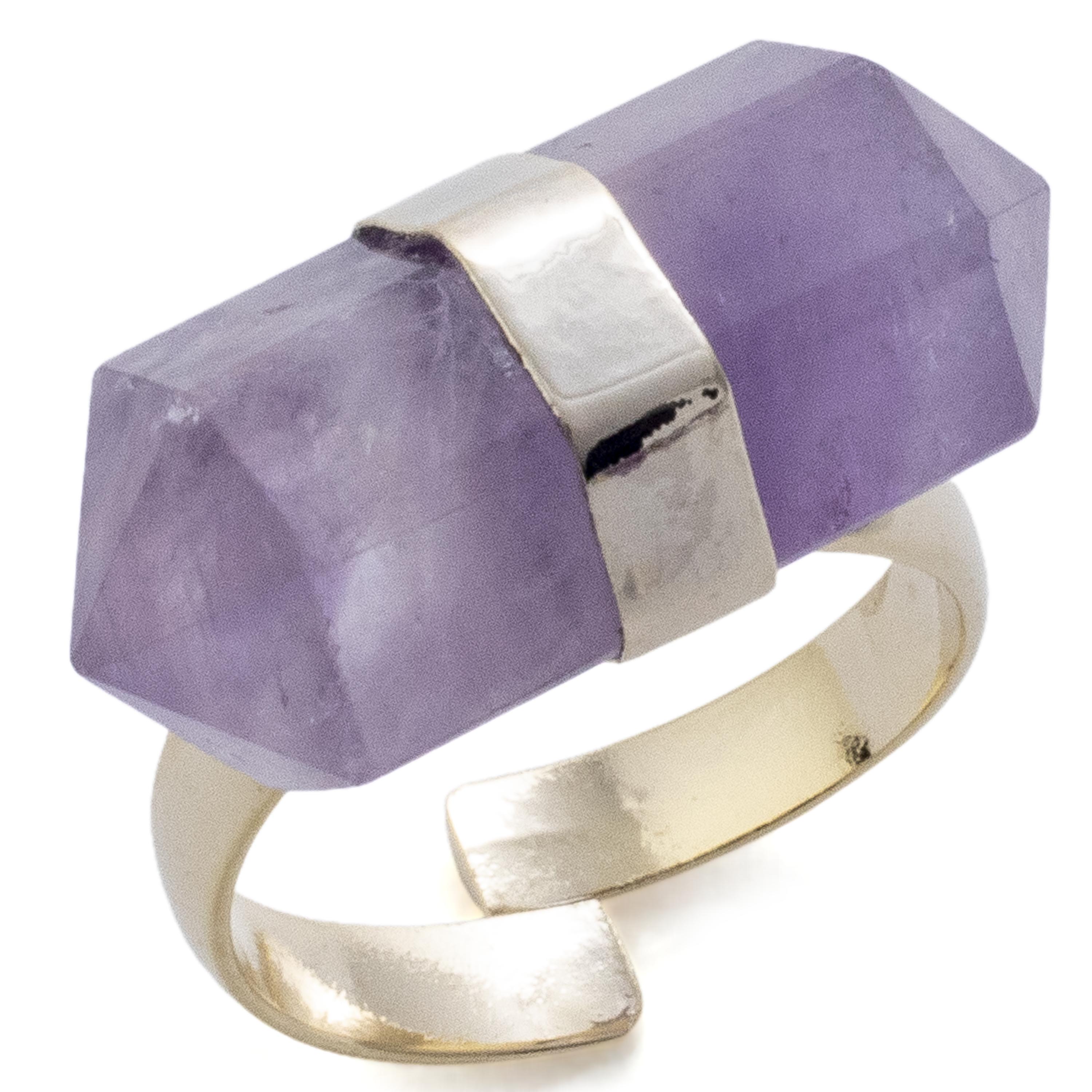 Kalifano Crystal Jewelry Gold Plated Amethyst Adjustable Ring CJR-MJG-AM