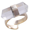 Gold Plated Clear Quartz Adjustable Ring