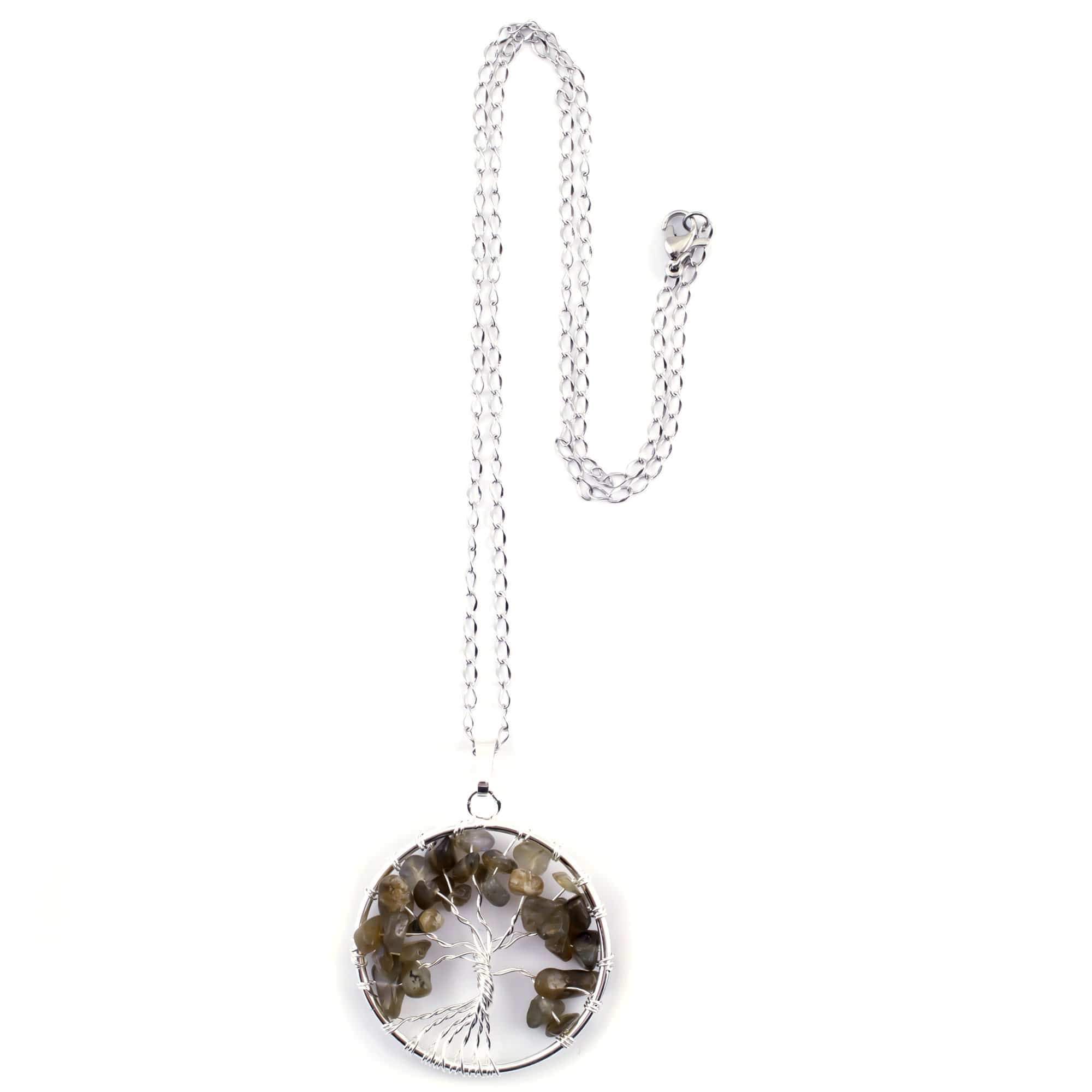 Kalifano Crystal Jewelry Labradorite Chakra Gemstone Tree of Life Necklace & Stainless Steel Chain CJCN20-LB