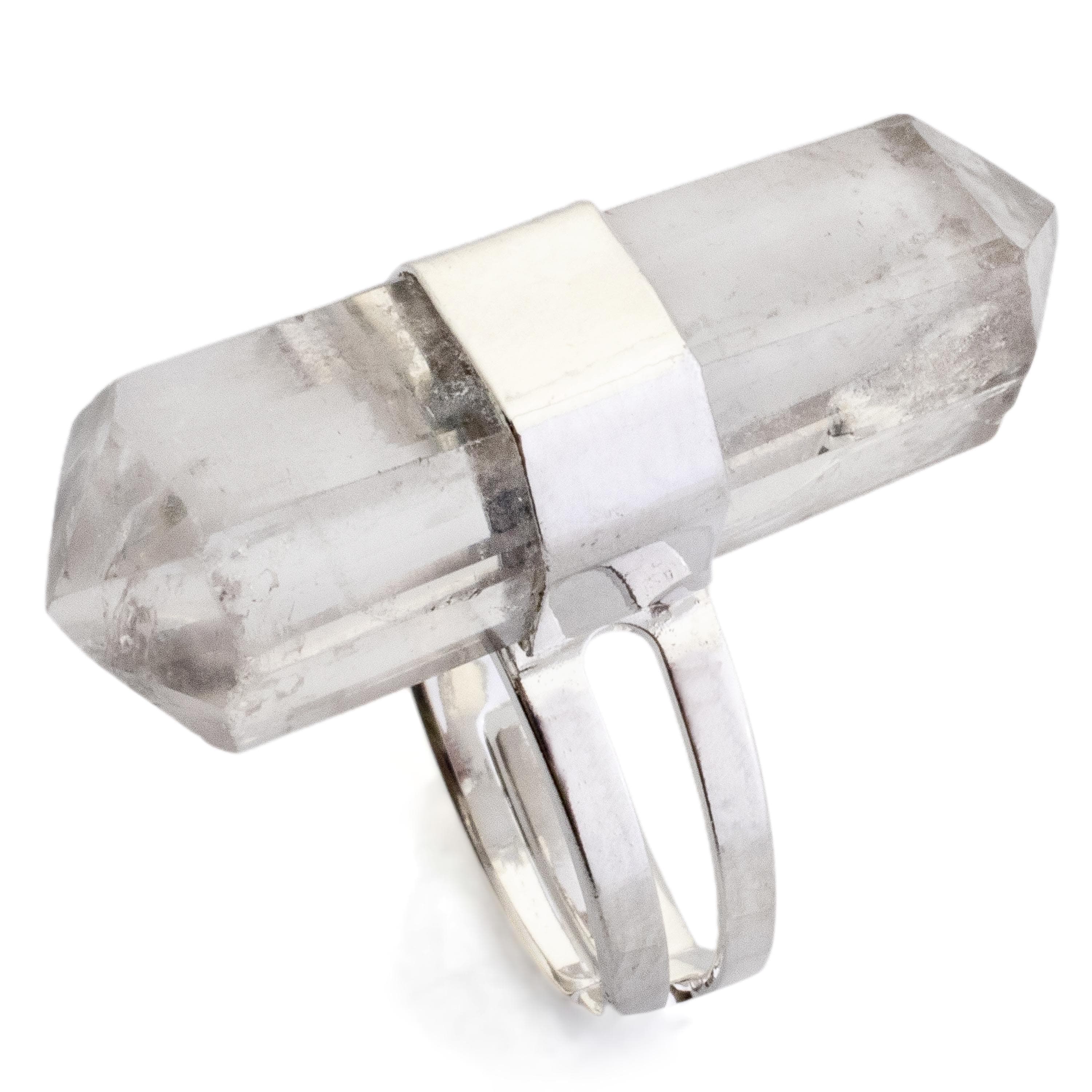 Kalifano Crystal Jewelry Large Quartz Adjustable Ring CJR-MJL-QZ