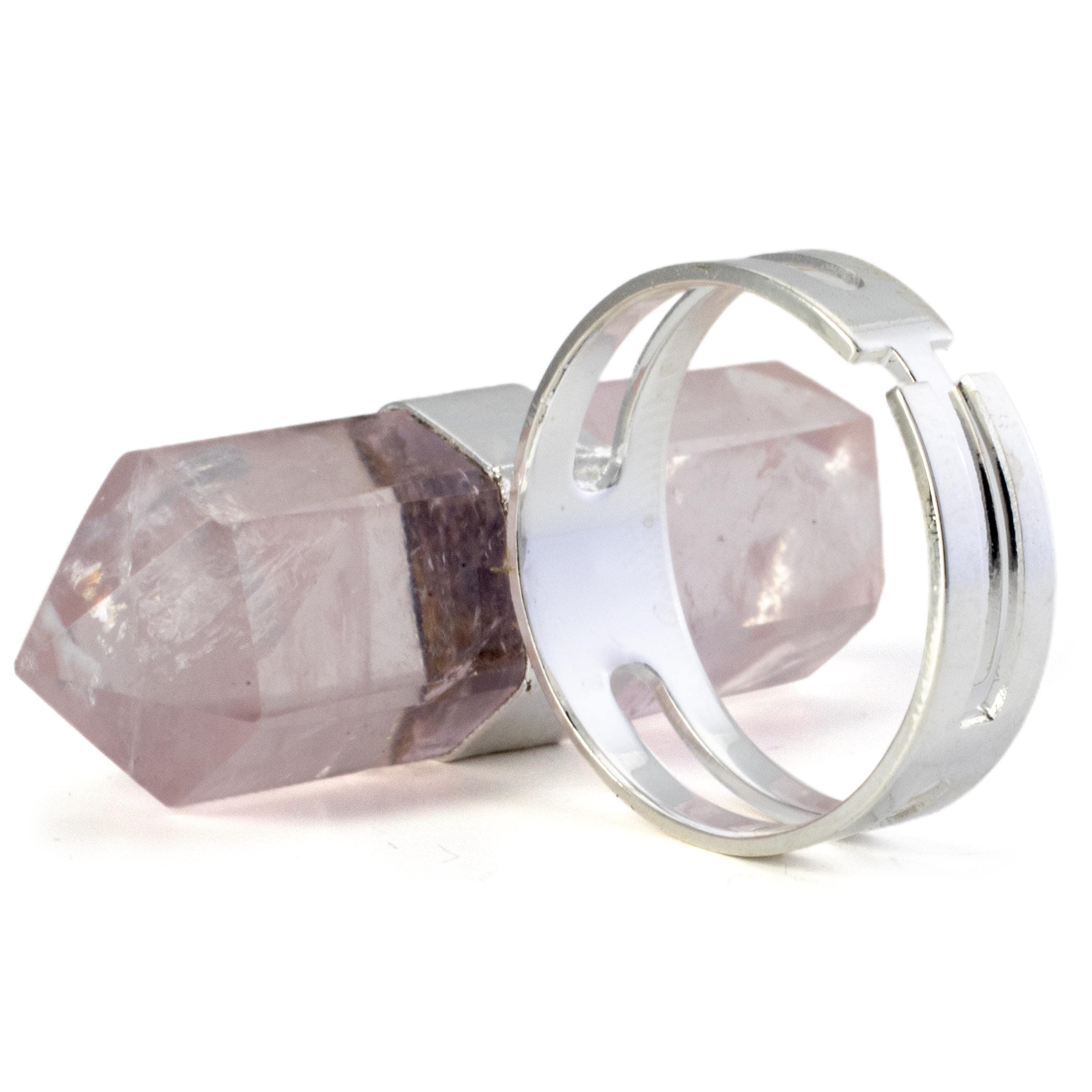 Kalifano Crystal Jewelry Large Rose Quartz Adjustable Ring CJR-MJL-RQ