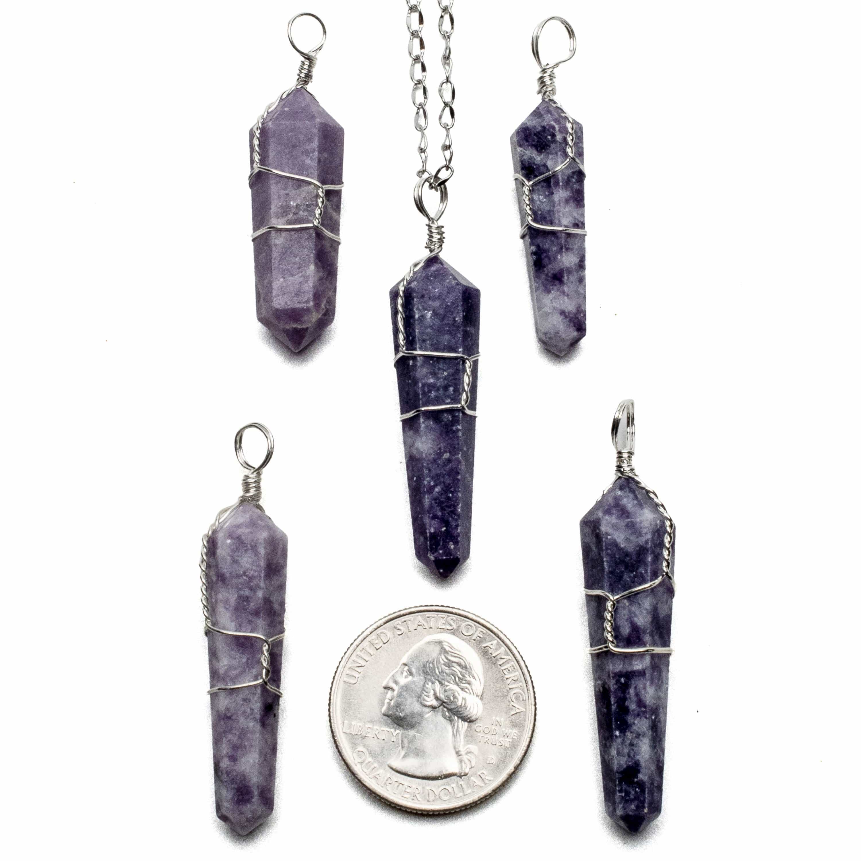 Kalifano Crystal Jewelry Lepidolite Point Healing Stone Pendant CJ20-LD