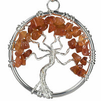 Red Carnelian Chakra Gemstone Tree of Life Necklace & Stainless Steel Chain Main Image