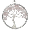 Rose Quartz Chakra Gemstone Tree of Life Necklace & Stainless Steel Chain