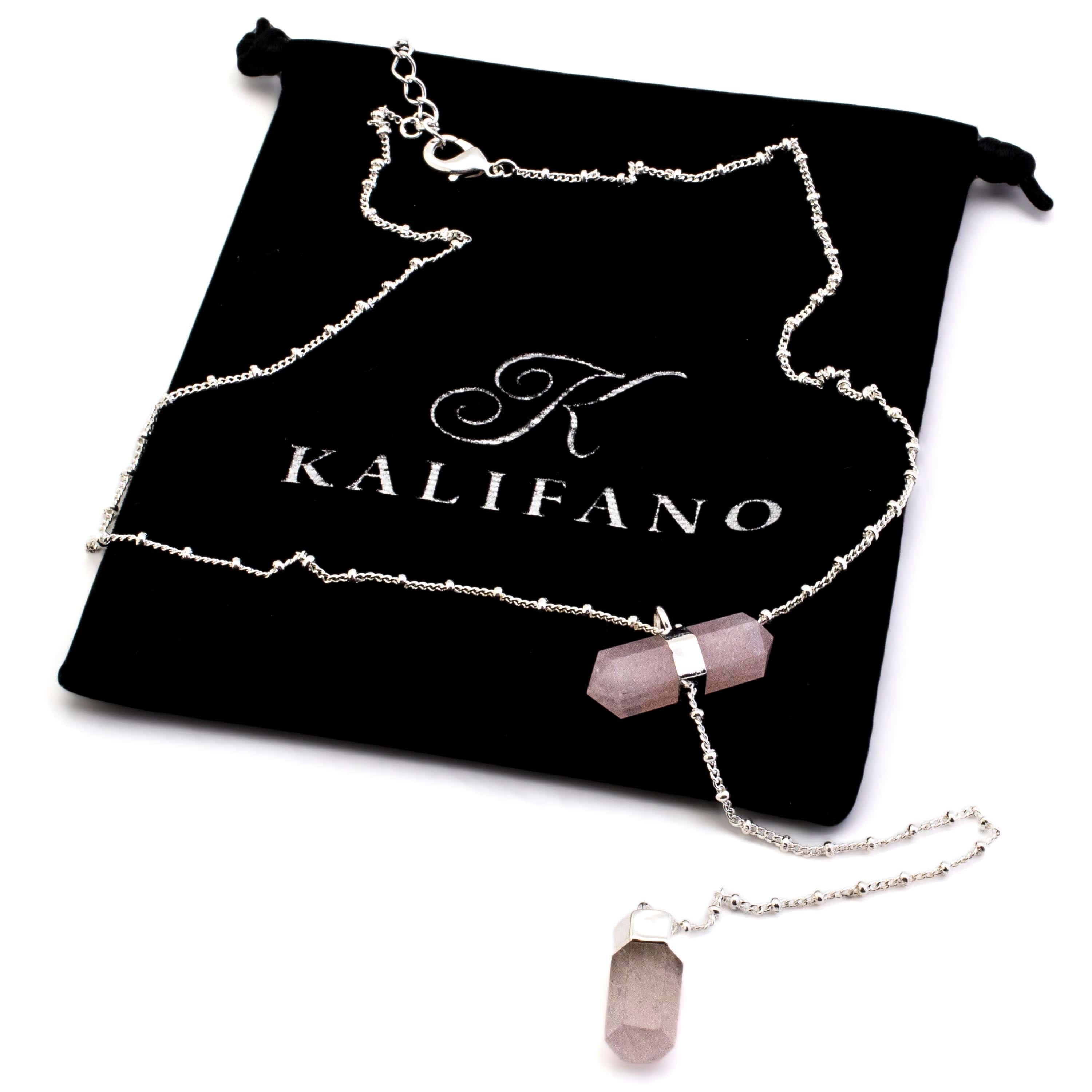 Kalifano Crystal Jewelry Rose Quartz Double Point Necklace CJN-2032-RQ