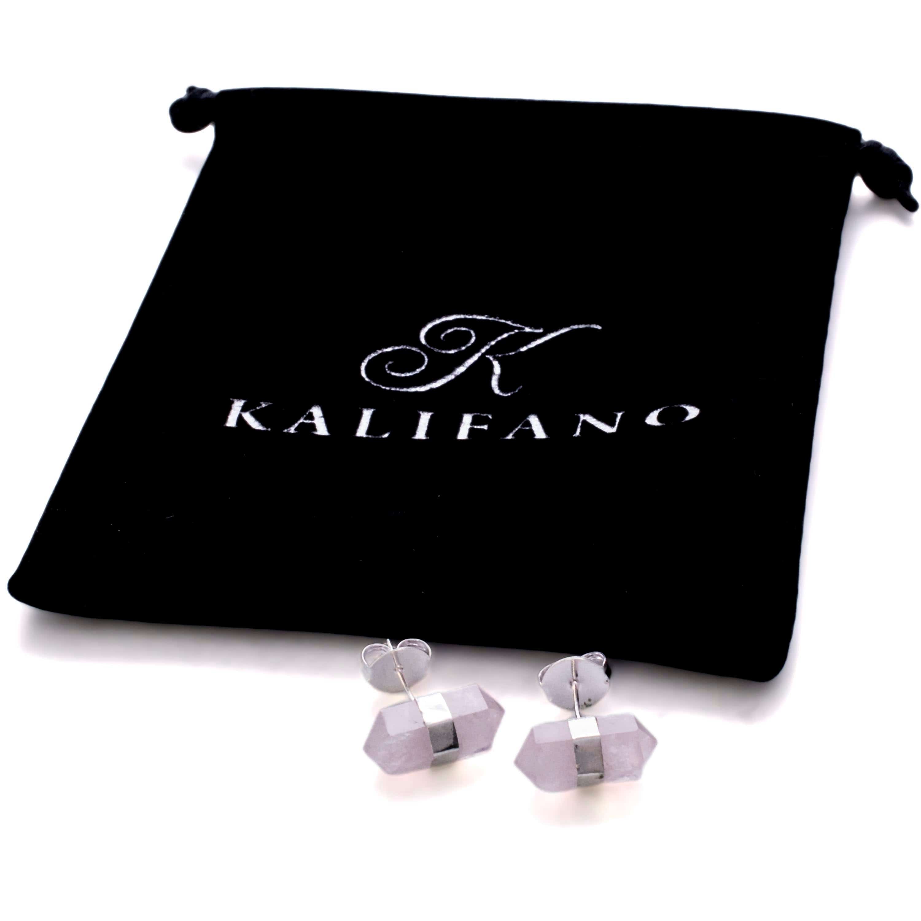 Kalifano Crystal Jewelry Rose Quartz Stud Earrings CJE-1516-RQ