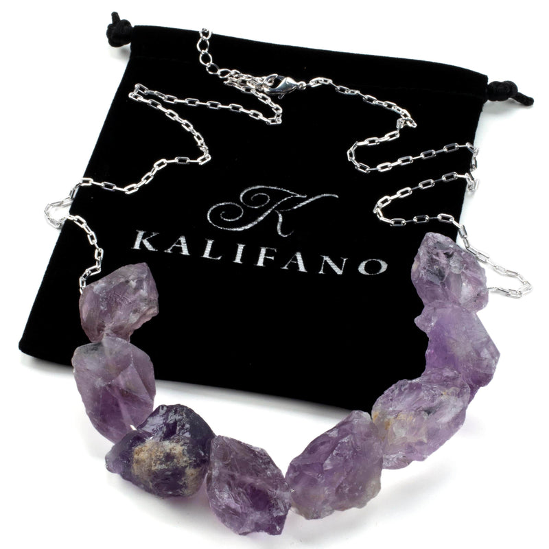 Kalifano Crystal Jewelry Rough Amethyst Necklace CJN-2046-AM