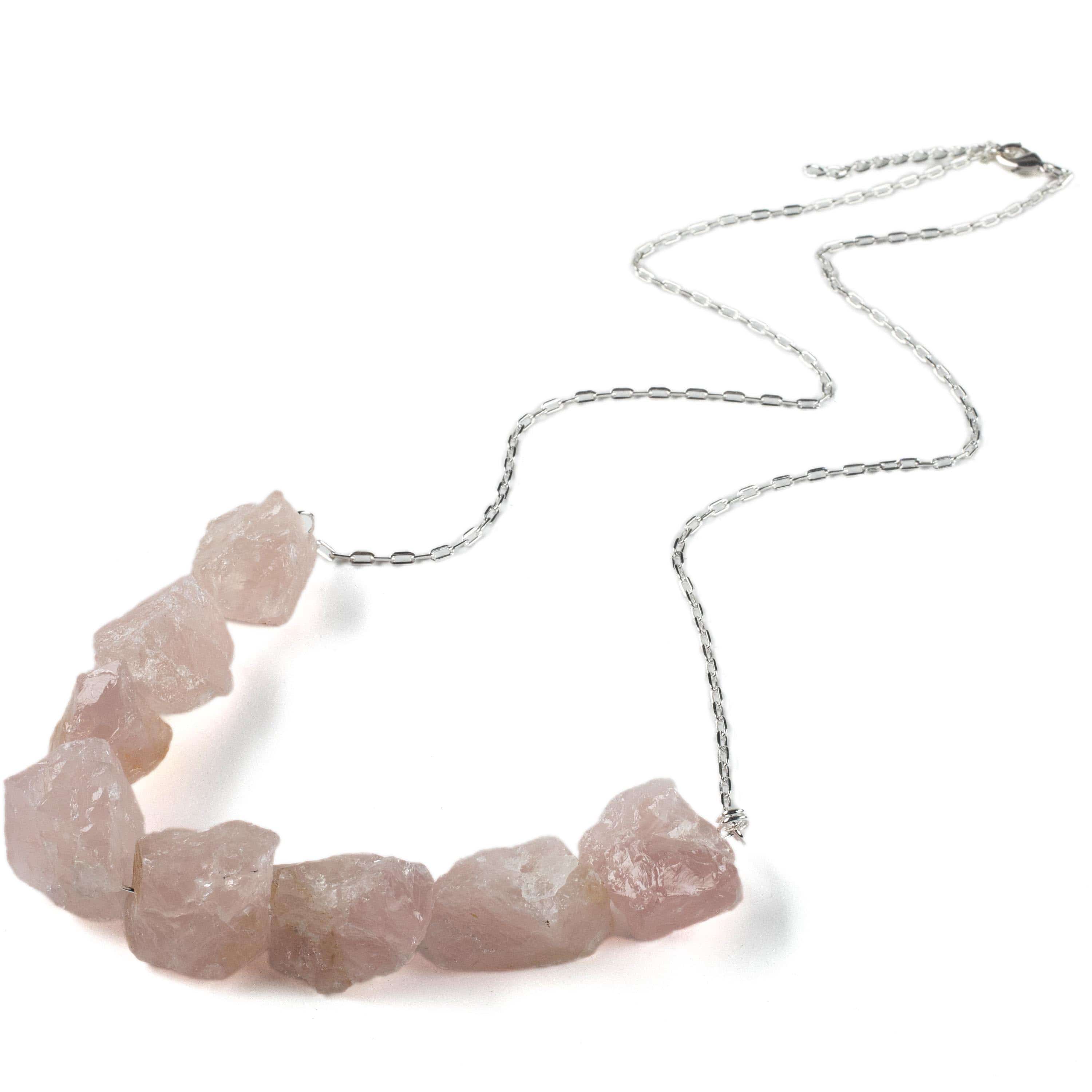 Kalifano Crystal Jewelry Rough Rose Quartz Necklace CJN-2046-RQ