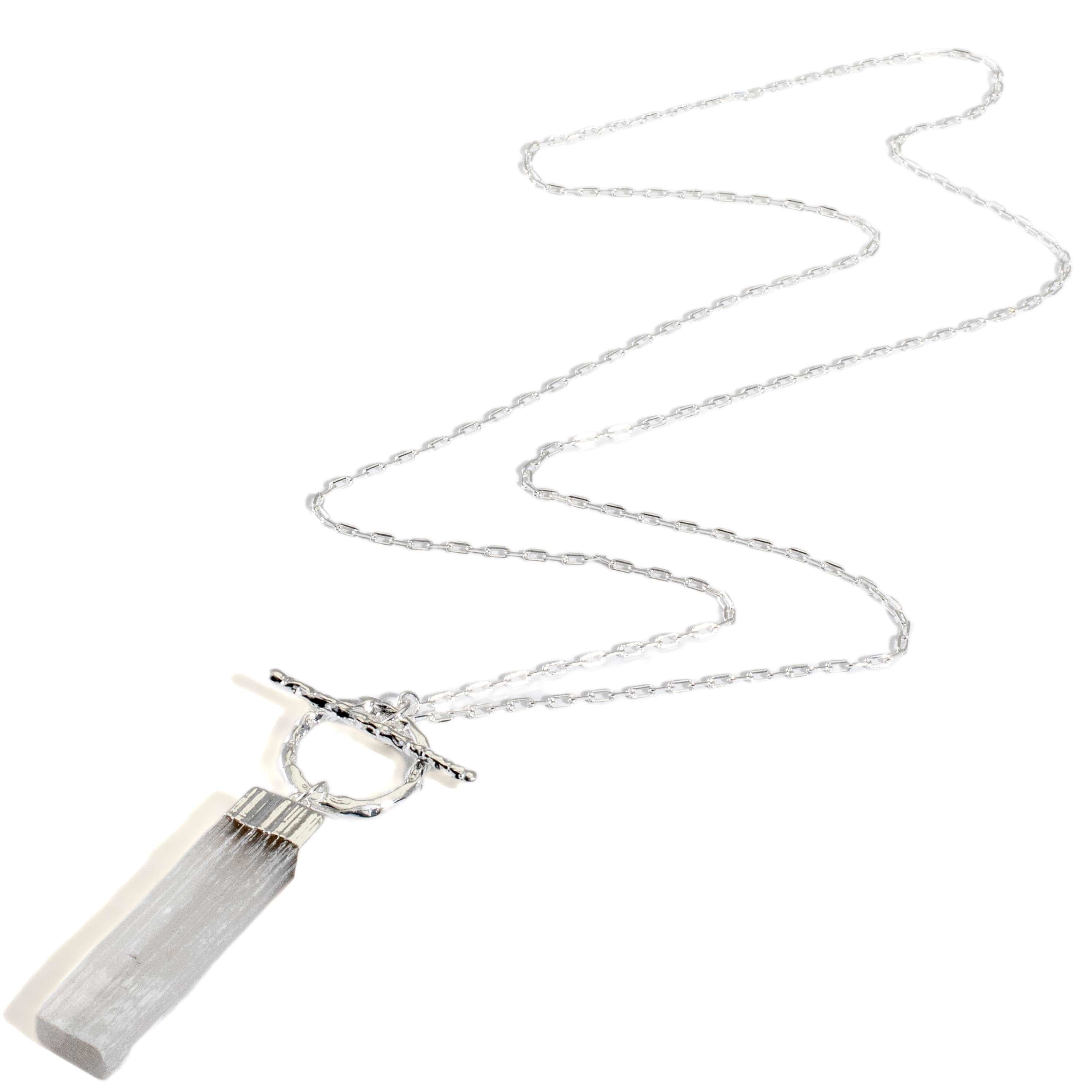 Kalifano Crystal Jewelry Selenite Necklace with Toggle Clasp CJN-2021-SL