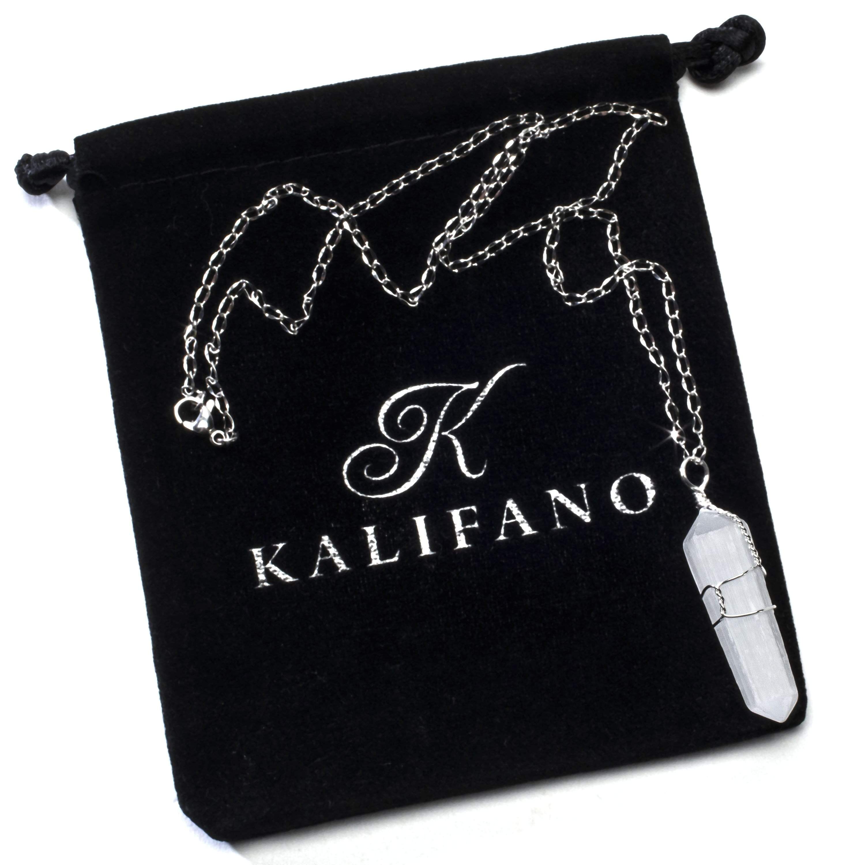 Kalifano Crystal Jewelry Selenite Point Healing Stone Pendant CJ20-SL