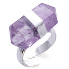 Silver Plated Amethyst Adjustable Ring