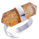 Silver Plated Citrine Adjustable Ring
