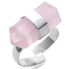 Silver Plated Rose Quartz Adjustable Ring