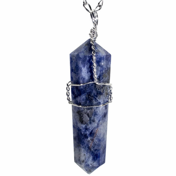 KALIFANO Natural Sodalite Point Healing Stone Pendant on Necklace