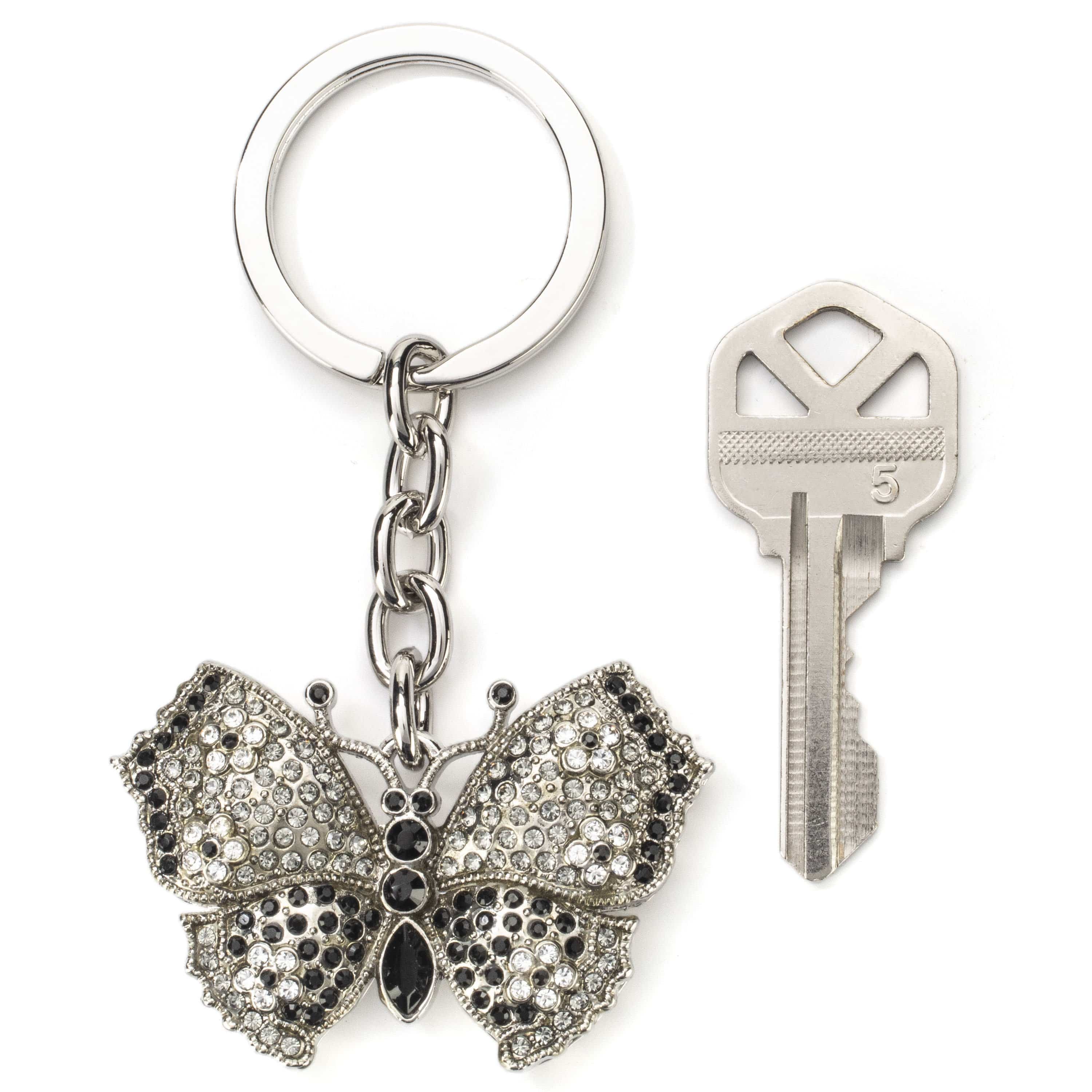 Kalifano Crystal Keychains Black Diamond Butterfly Keychain made with Swarovski Crystals SKC-004