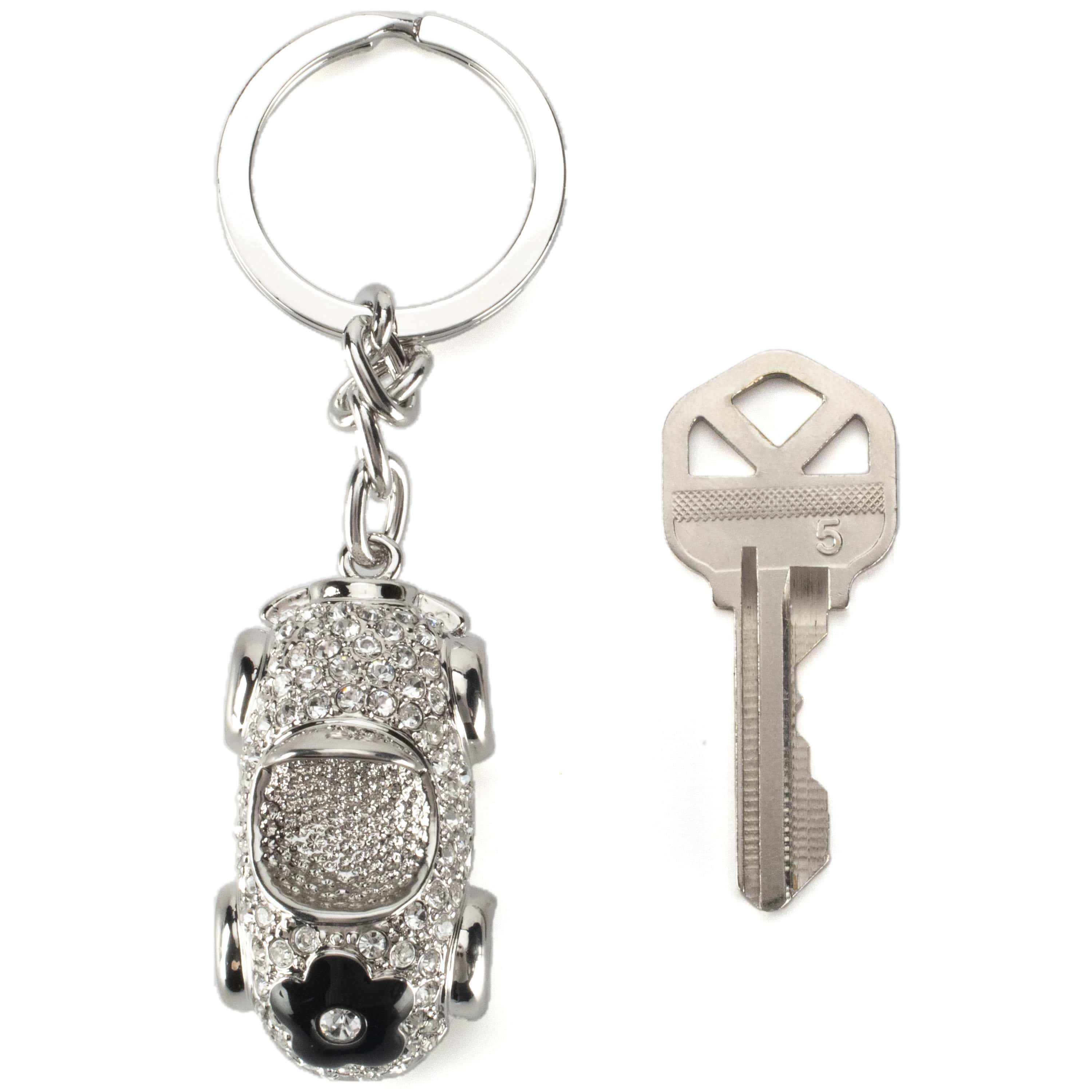 Kalifano Crystal Keychains Black Flower Car Keychain made with Swarovski Crystals SKC-042