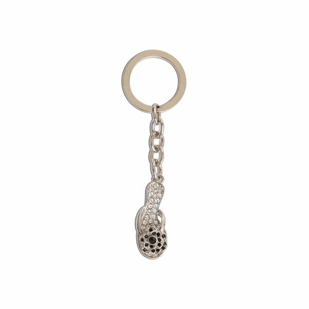Kalifano Crystal Keychains Black Slipper Keychain made with Swarovski Crystals SKC-097
