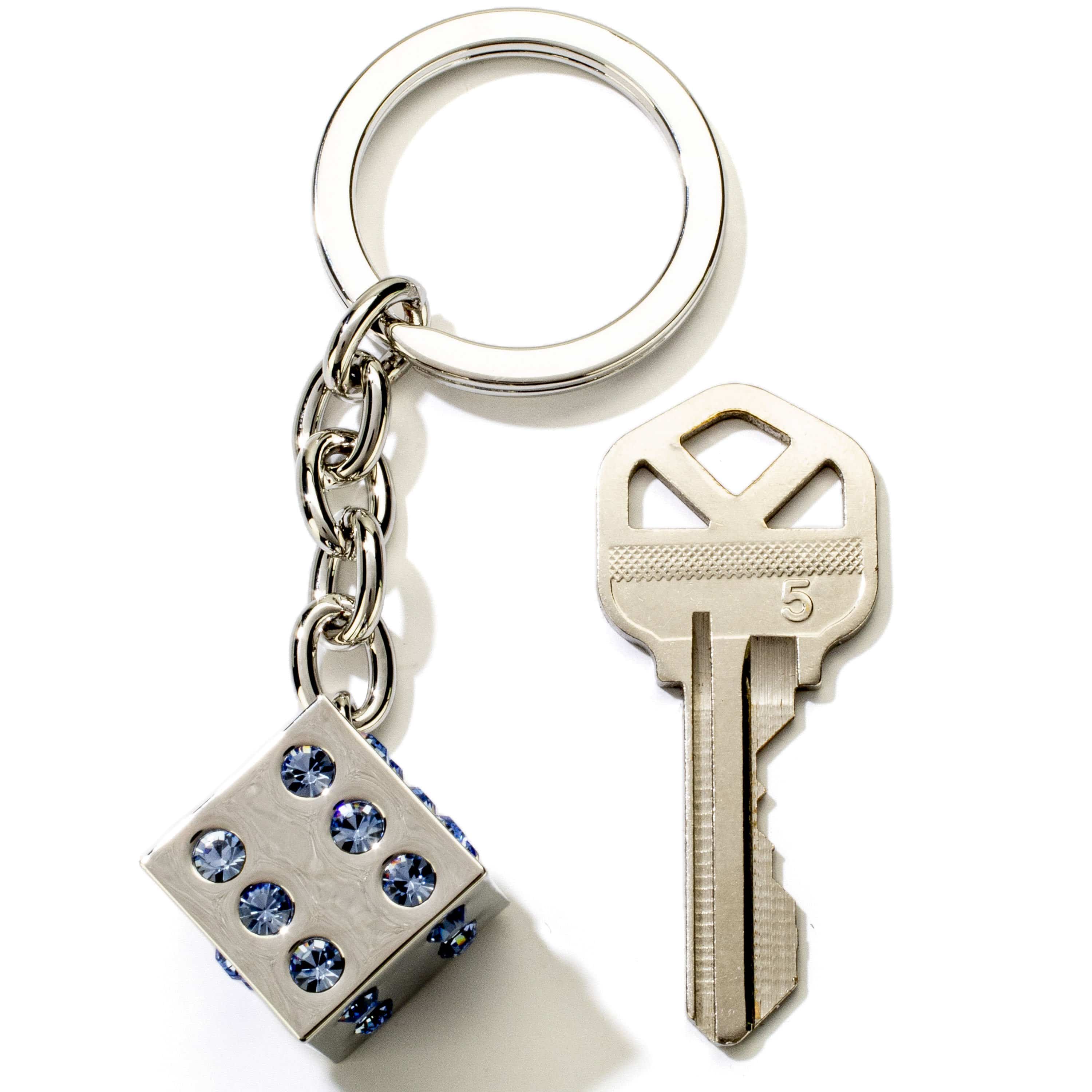 Kalifano Crystal Keychains Blue Dice Keychain made with Swarovski Crystals SKC-131
