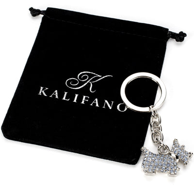 Kalifano Crystal Keychains Blue Scottish Terrier Keychain made with Swarovski Crystals SKC-021
