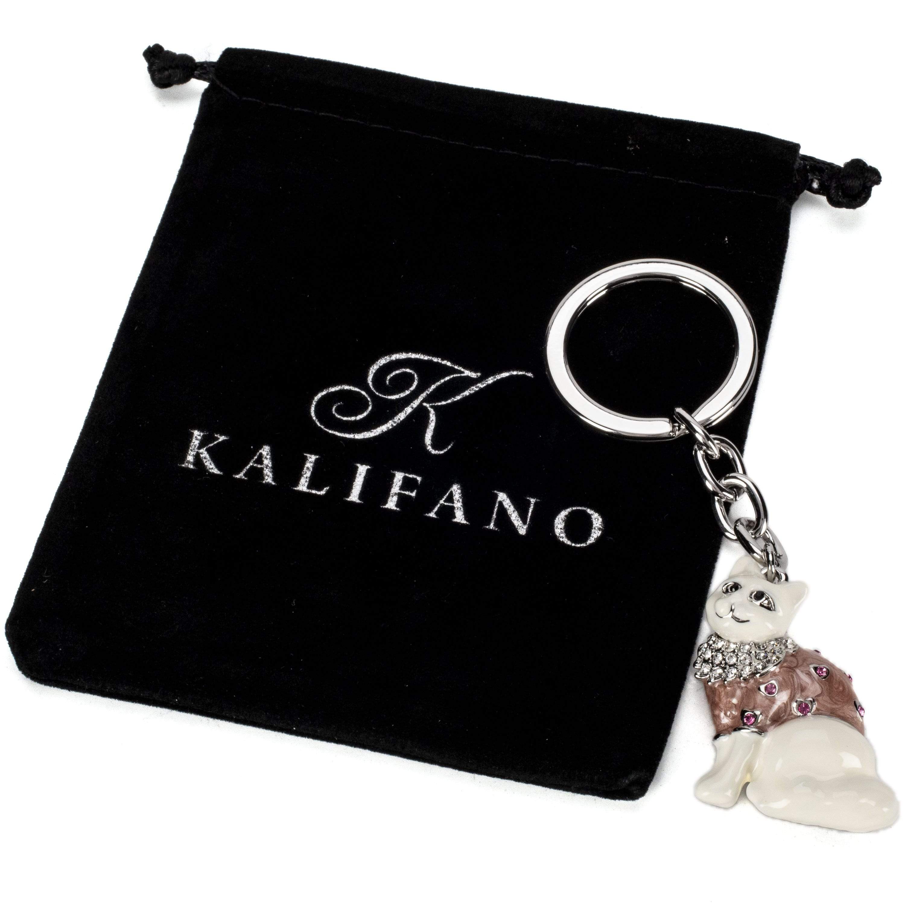 Kalifano Crystal Keychains Cat Keychain made with Swarovski Crystals SKC-060