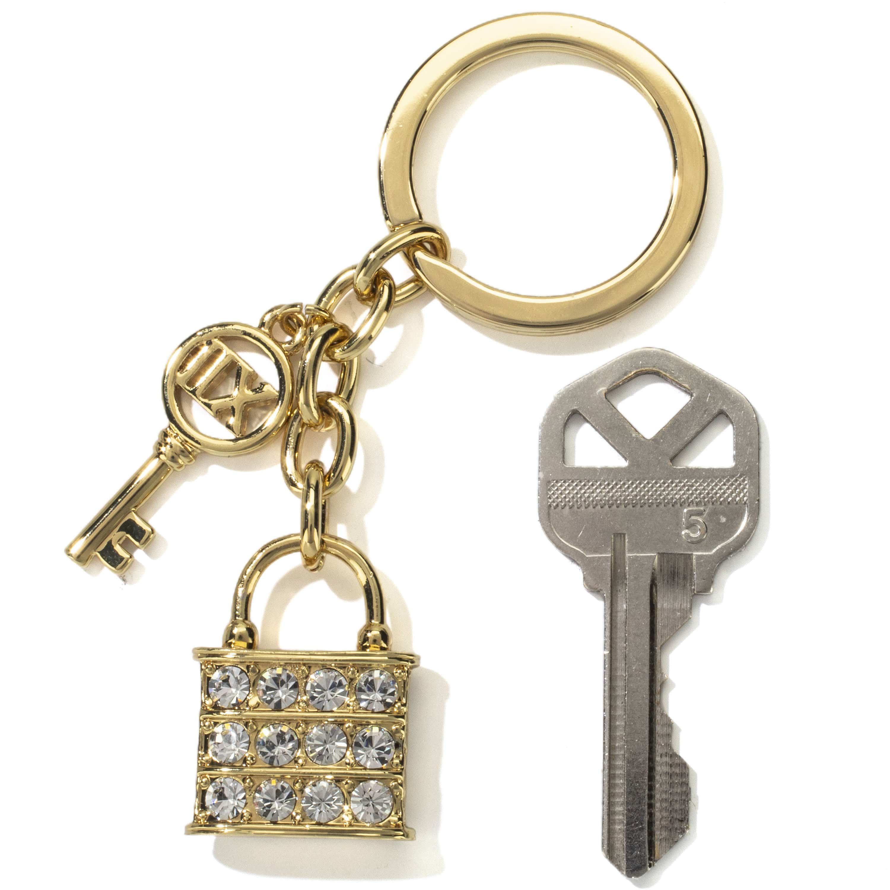 Kalifano Crystal Keychains Gold Atlas Key & Lock Keychain made with Swarovski Crystals SKC-171