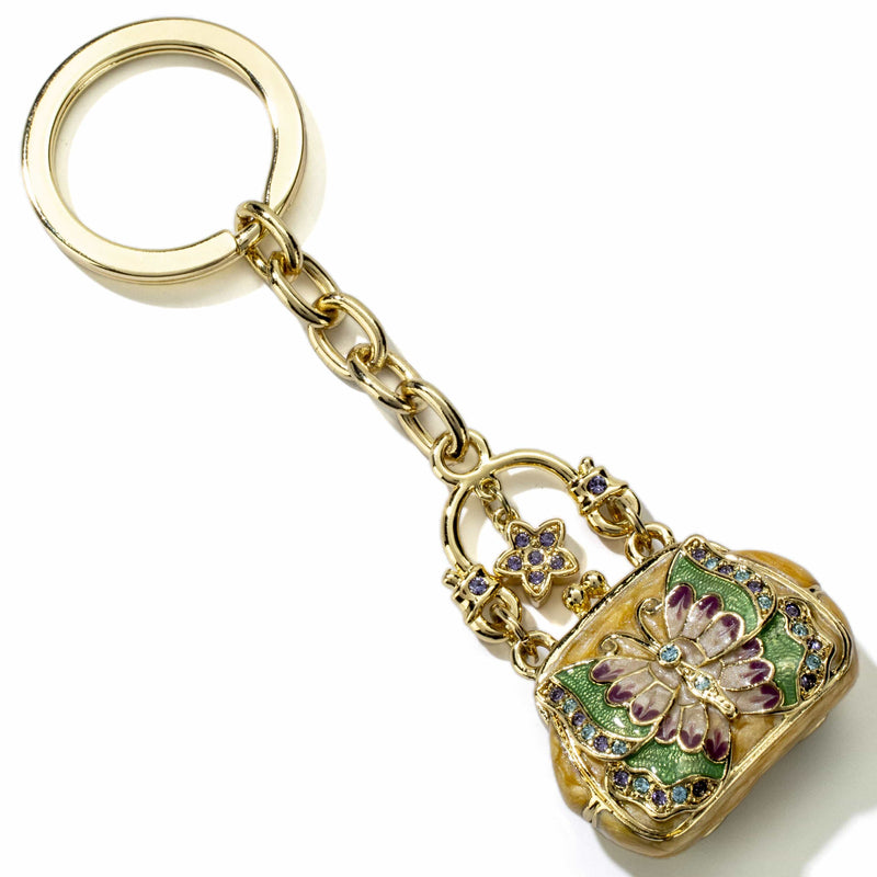 Kalifano Crystal Keychains Gold Butterfly Purse Keychain made with Swarovski Crystals SKC-015