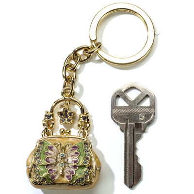 Kalifano Crystal Keychains Gold Butterfly Purse Keychain made with Swarovski Crystals SKC-015