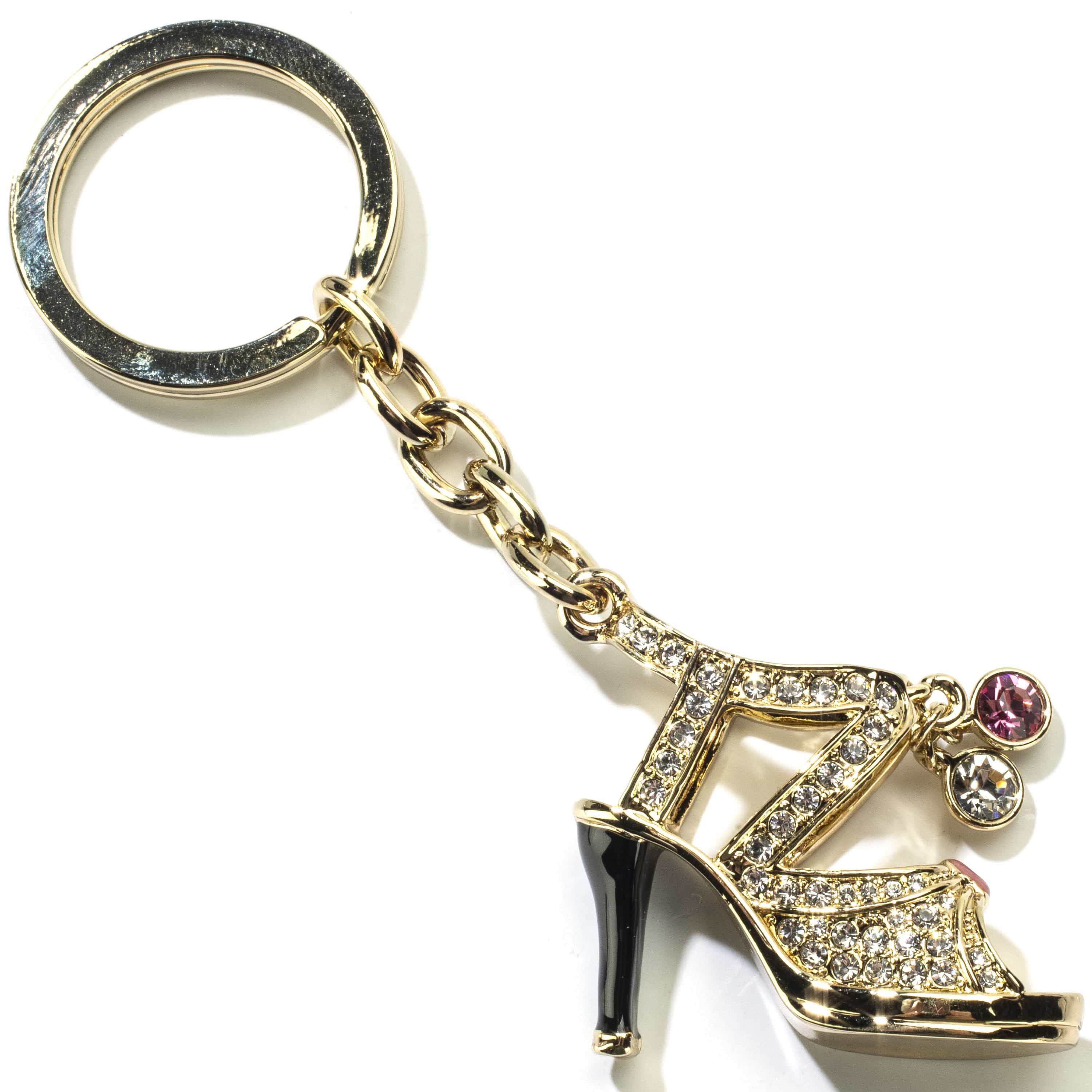 Kalifano Crystal Keychains Gold Dress Shoe Keychain made with Swarovski Crystals SKC-167