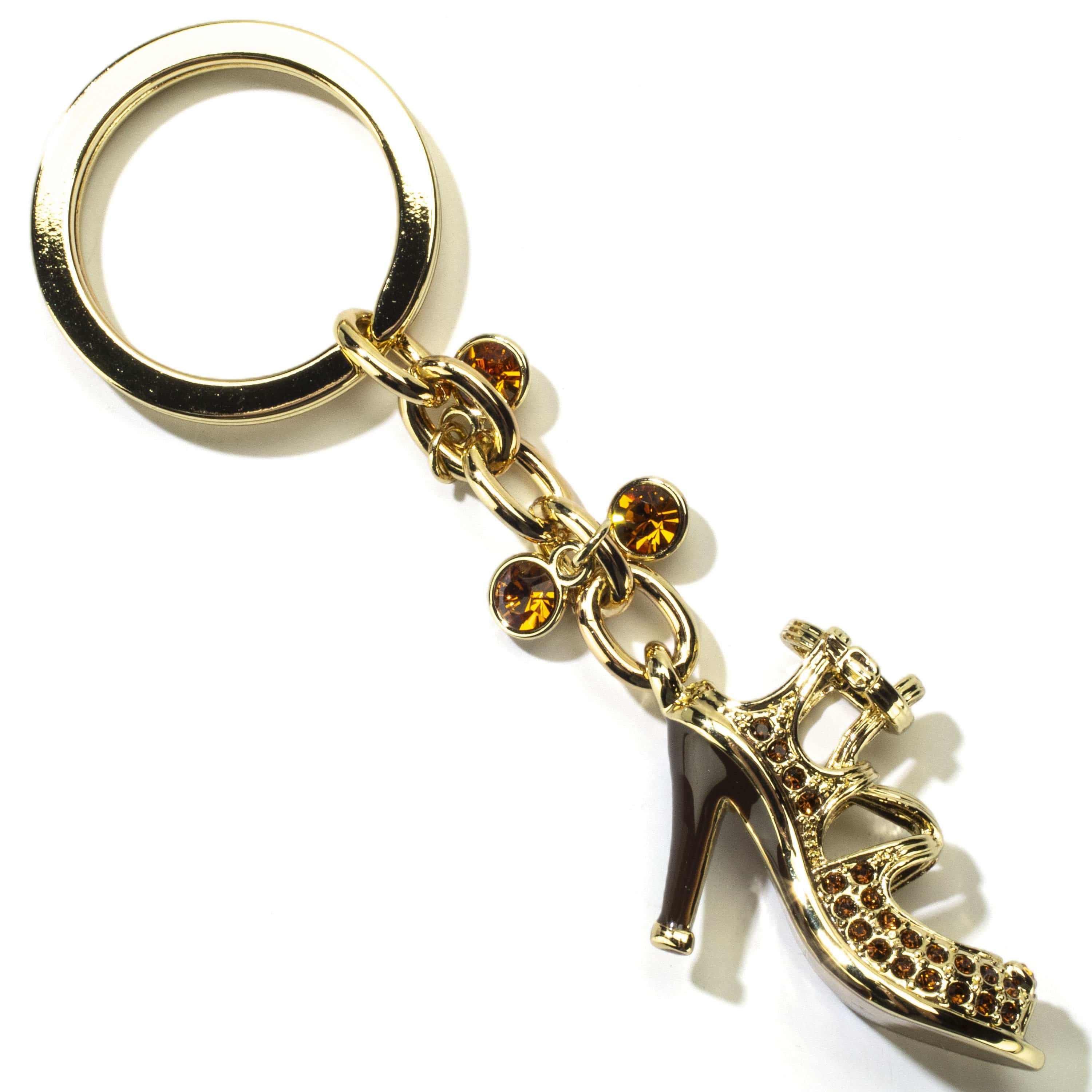 Kalifano Crystal Keychains Gold High Heels Keychain made with Swarovski Crystals SKC-143