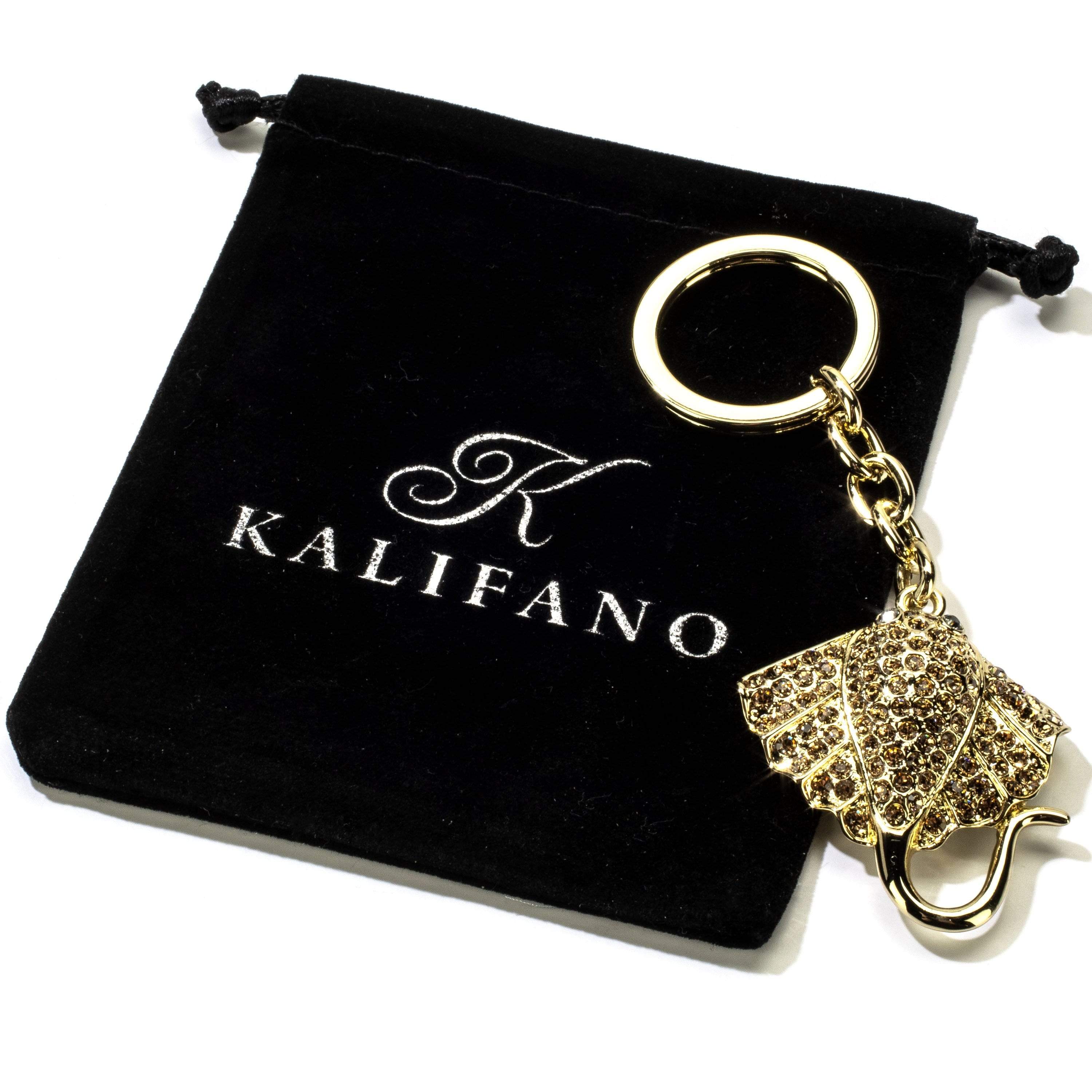 Kalifano Crystal Keychains Gold Sting Ray Keychain made with Swarovski Crystals SKC-122