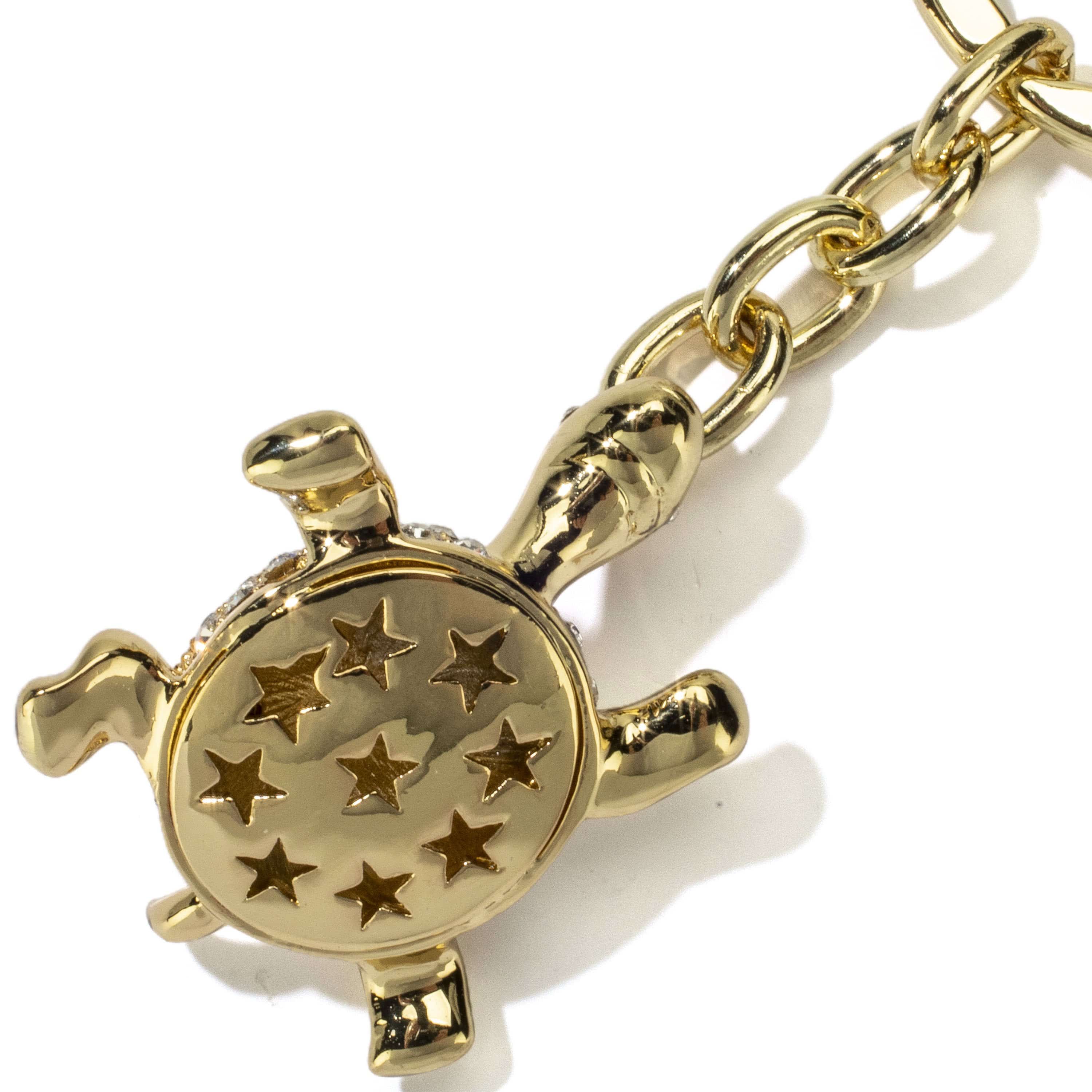 Kalifano Crystal Keychains Gold Turtle Keychain made with Swarovski Crystals SKC-136
