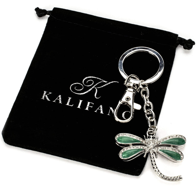 Kalifano Crystal Keychains Green Dragonfly Keychain made with Swarovski Crystals SKC-118