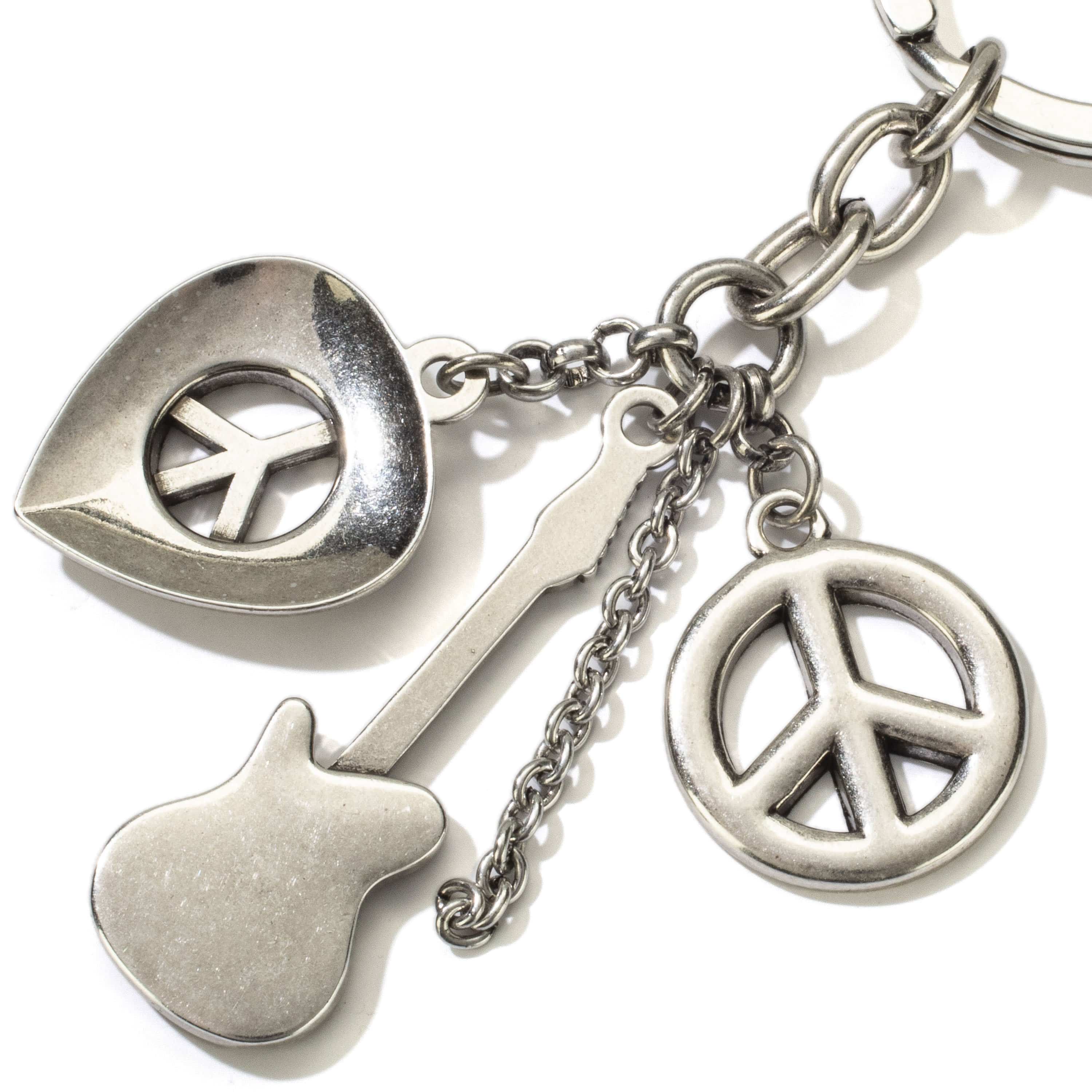 Kalifano Crystal Keychains Guitar and Peace Sign Keychain Made with Swarovski Crystals SKC-189
