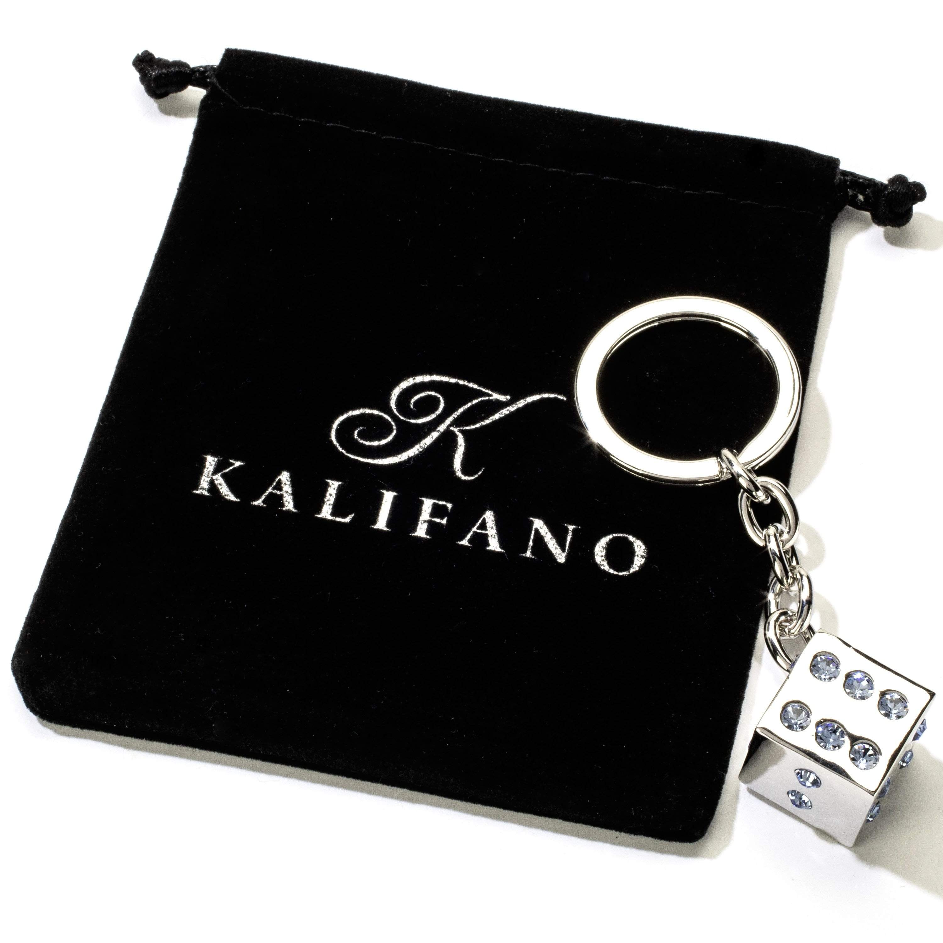 Kalifano Crystal Keychains Las Vegas Sapphire Dice Keychains made with Swarovski Crystals SKC-080