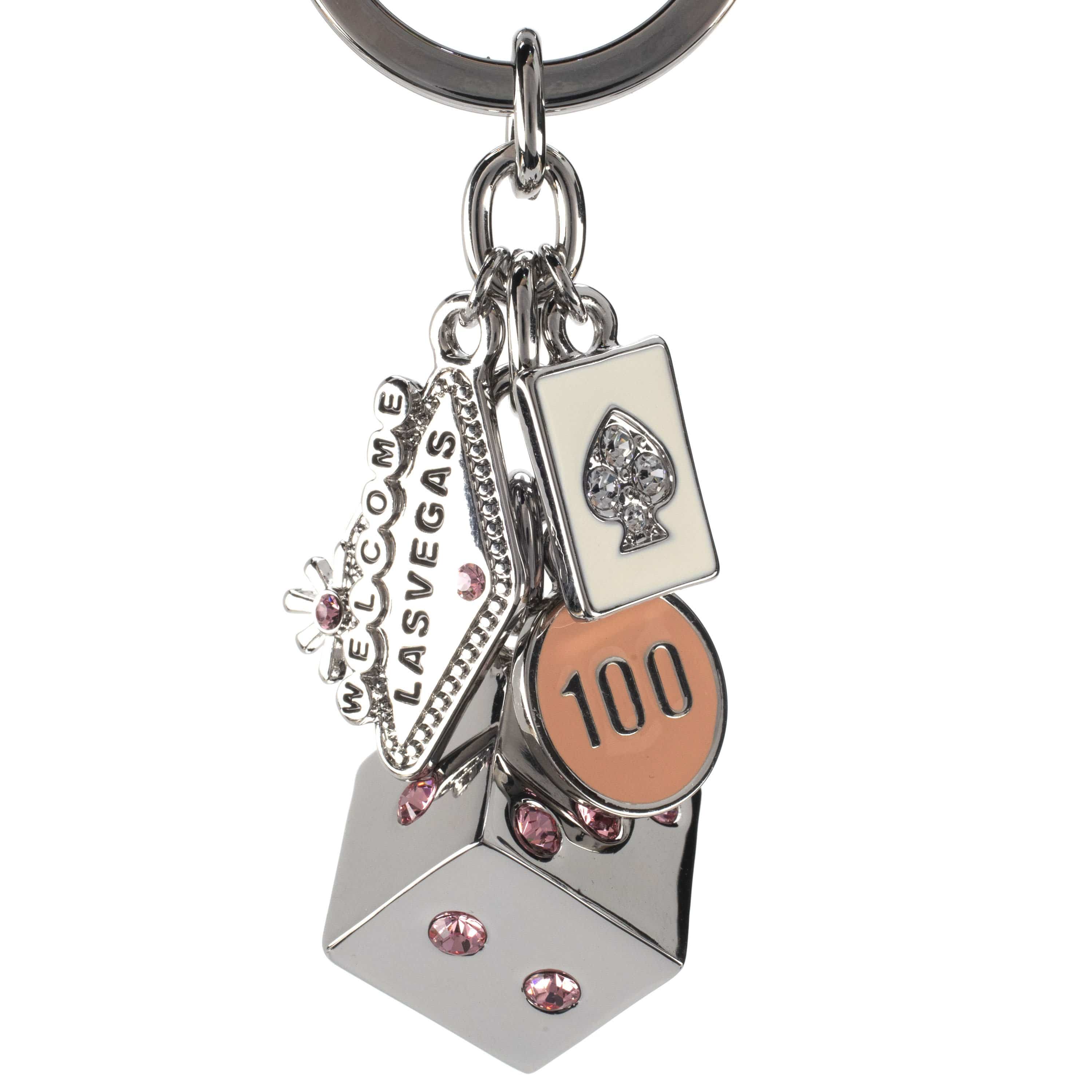 Chrome Plated Letter N Keychain Ring With Swarovski Crystals