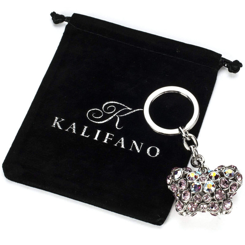 Kalifano Crystal Keychains Pink Butterfly Keychain made with Swarovski Crystals SKC-049