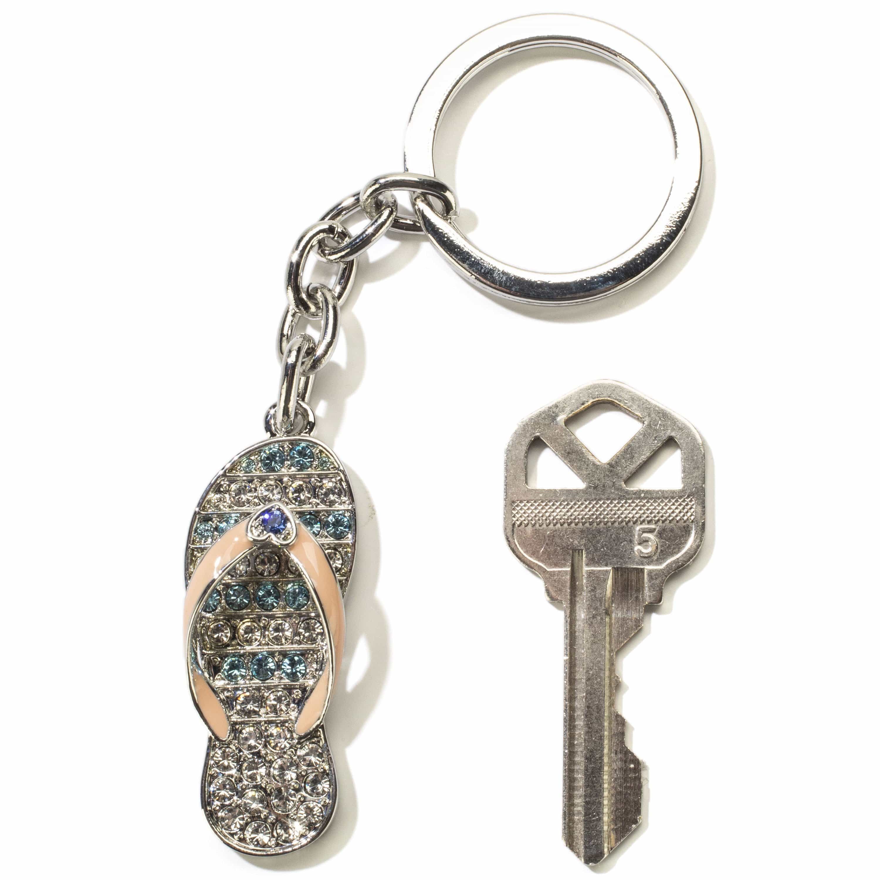 Kalifano Crystal Keychains Pink Flip Flop Keychain made with Swarovski Crystals SKC-098