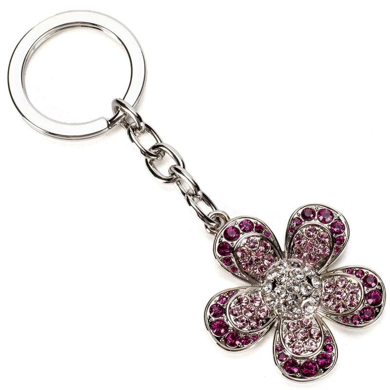 Kalifano Crystal Keychains Pink Flower Keychain made with Swarovski Crystals SKC-051